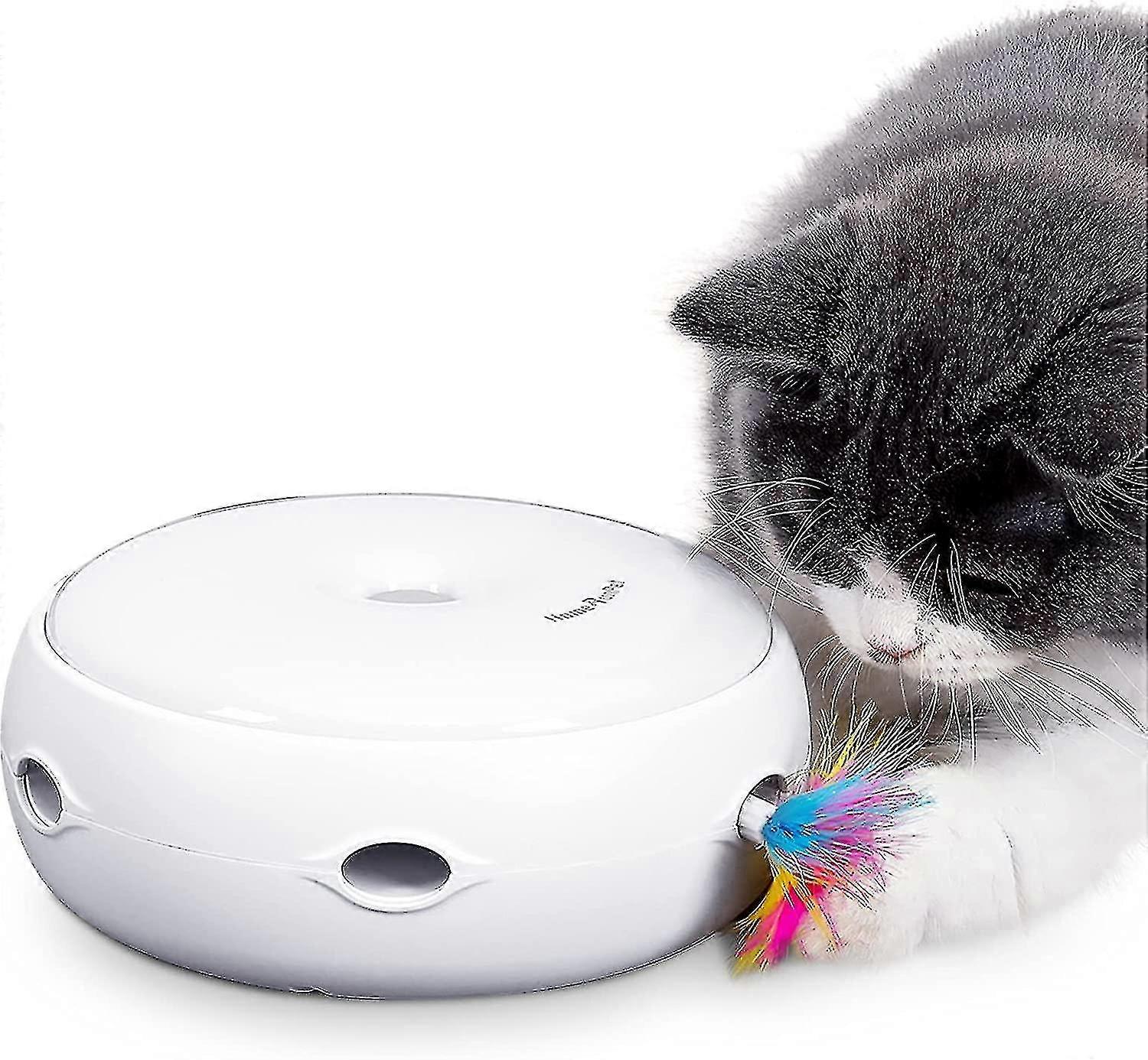 Cat Toy For Feathered Cat, Silent Version Interactive Kitten Toy, 3 Modes Electronic Toy Random Automatic Interesting Stimulator -batteries
