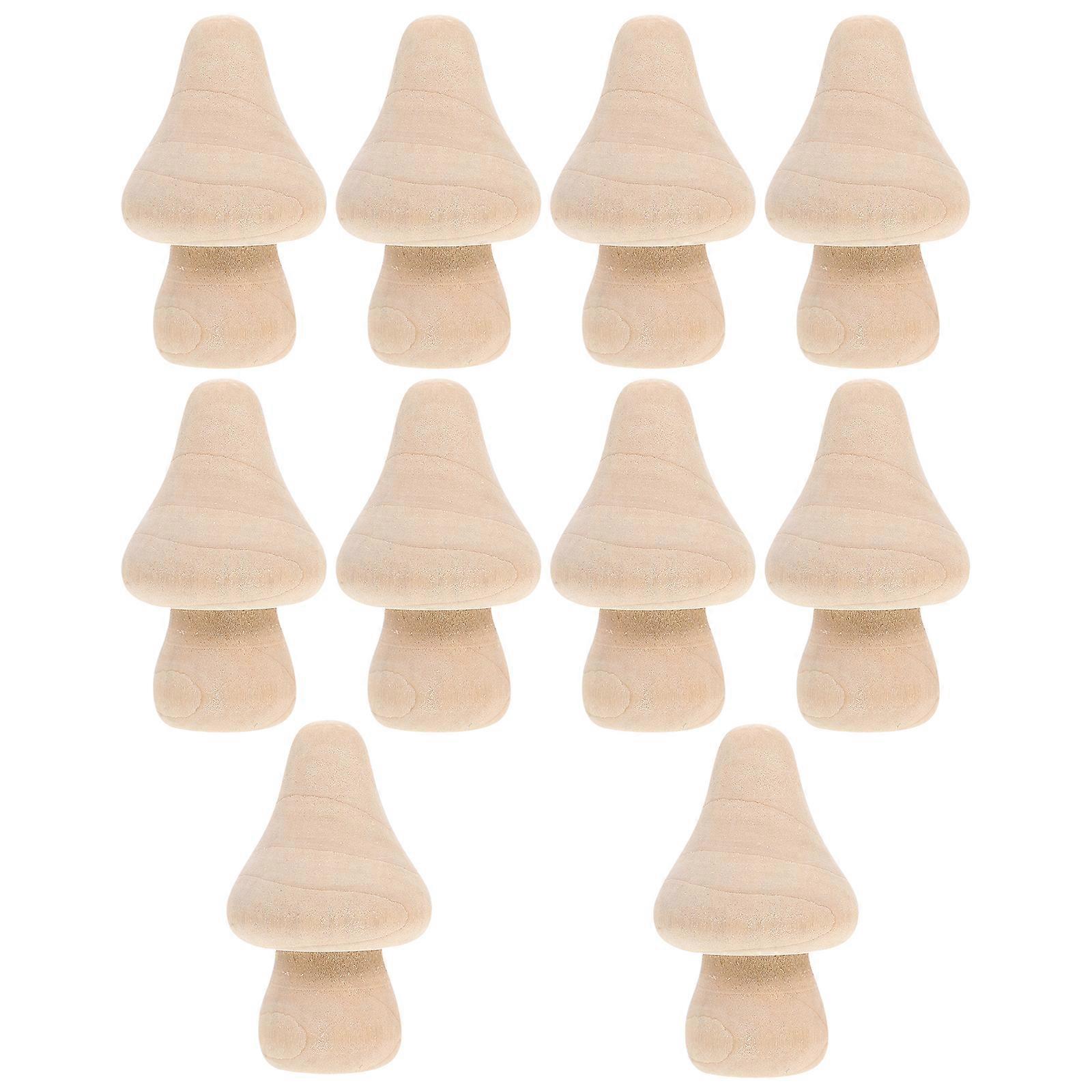 10pcs DIY Simulated Mushroom Ornaments Wooden Mushroom Decors Graffiti Mushrooms