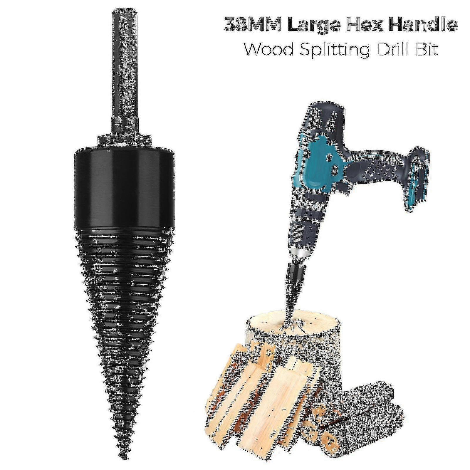 Industrial Firewood Drill Bit Wood Cone Hex Shank Wood Log Splitter Screw Splitting 32mm