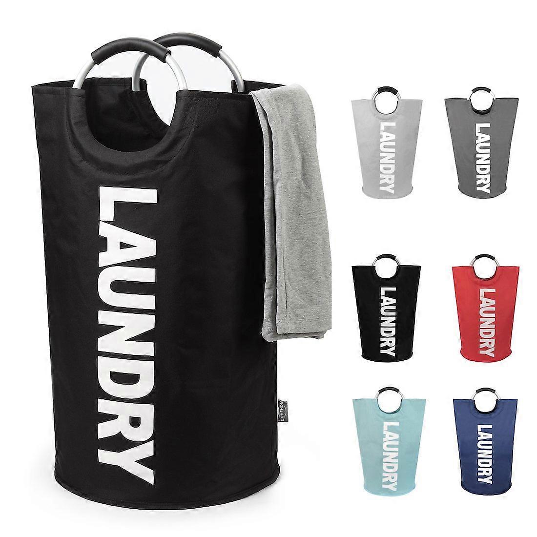 2025,90L velký skládací pytel na prádlo do ložnice, látka (černá, L)