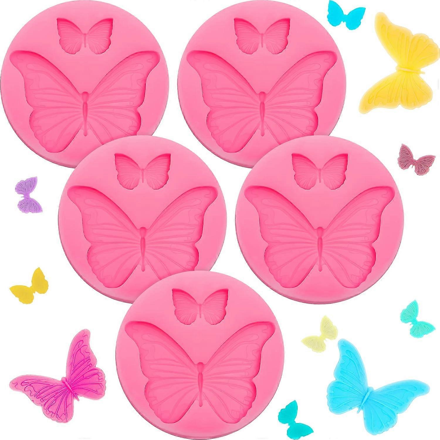 5 stykker Butterfly silikone forme Mini Butterfly Fondant Molds Butterfly Polymer Clay Forme