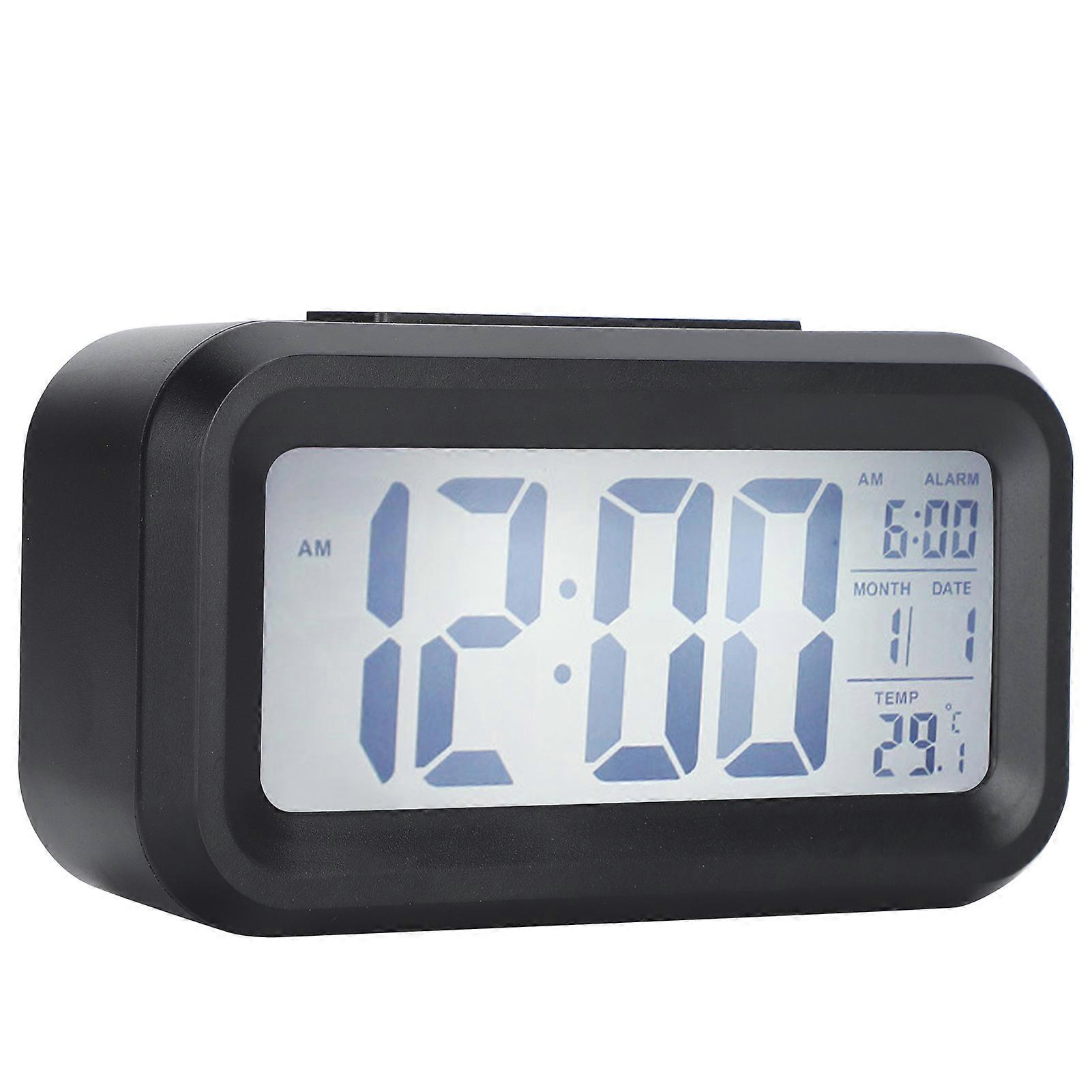 LCD Electronic Clock Large Screen Mute Smart Time Temperature Display Alarm Clock GHY?501Black