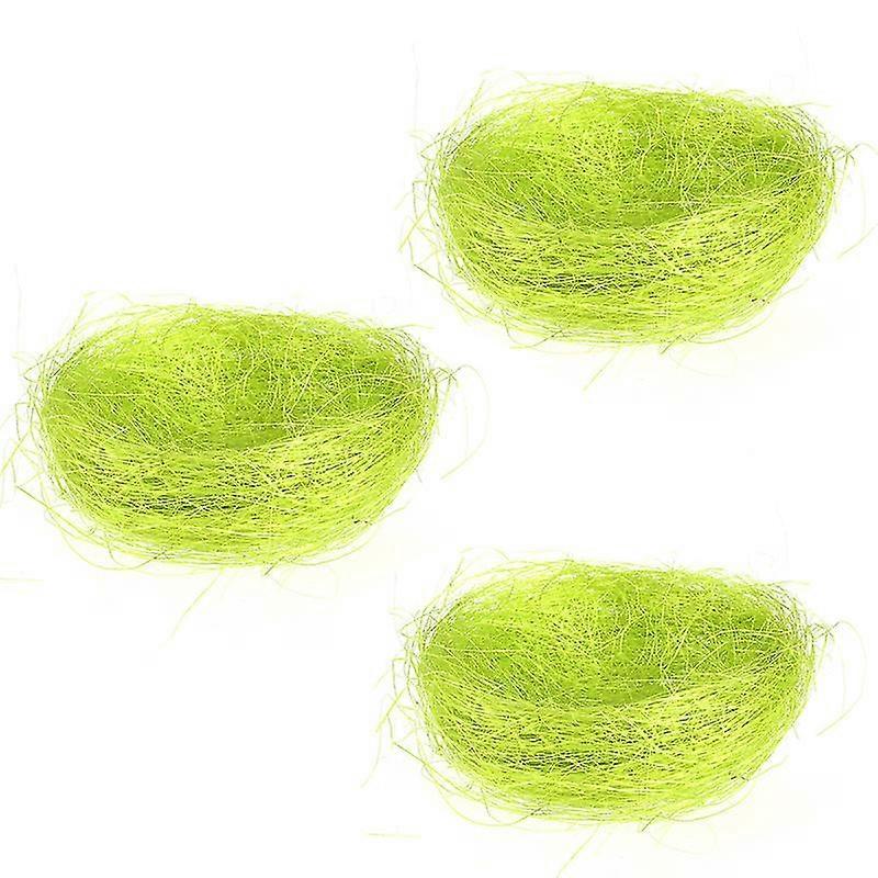 3pcs artificial nest easter mini colored thread bird nests for candies eggs (candy green)