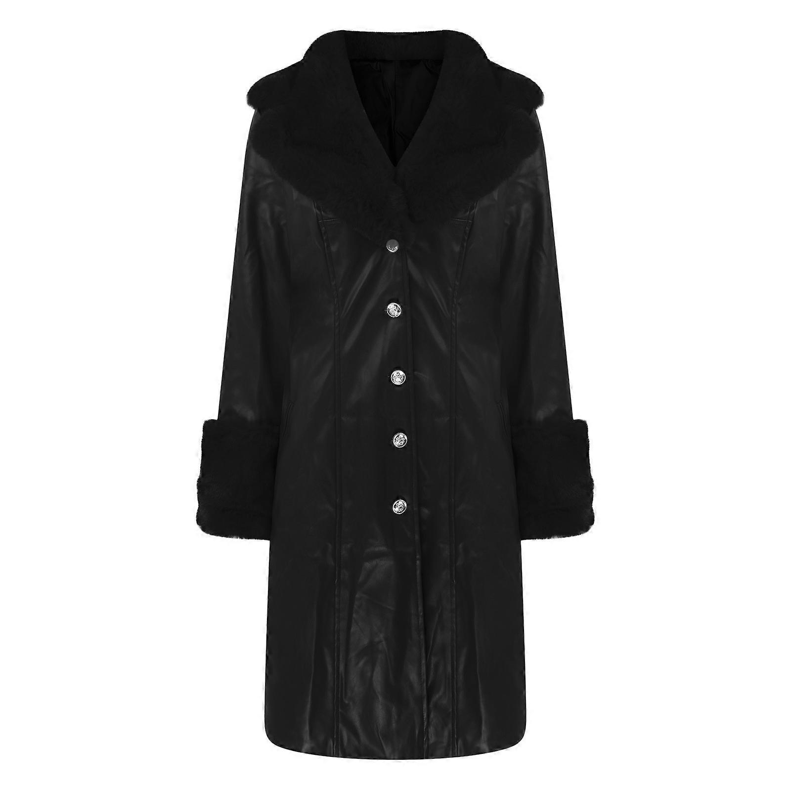 2024 معطف طويل من الخريف والشتاء طية صدر السترة ، طوق الفرو ، مزاجه سستة المرأة بو سترة W140