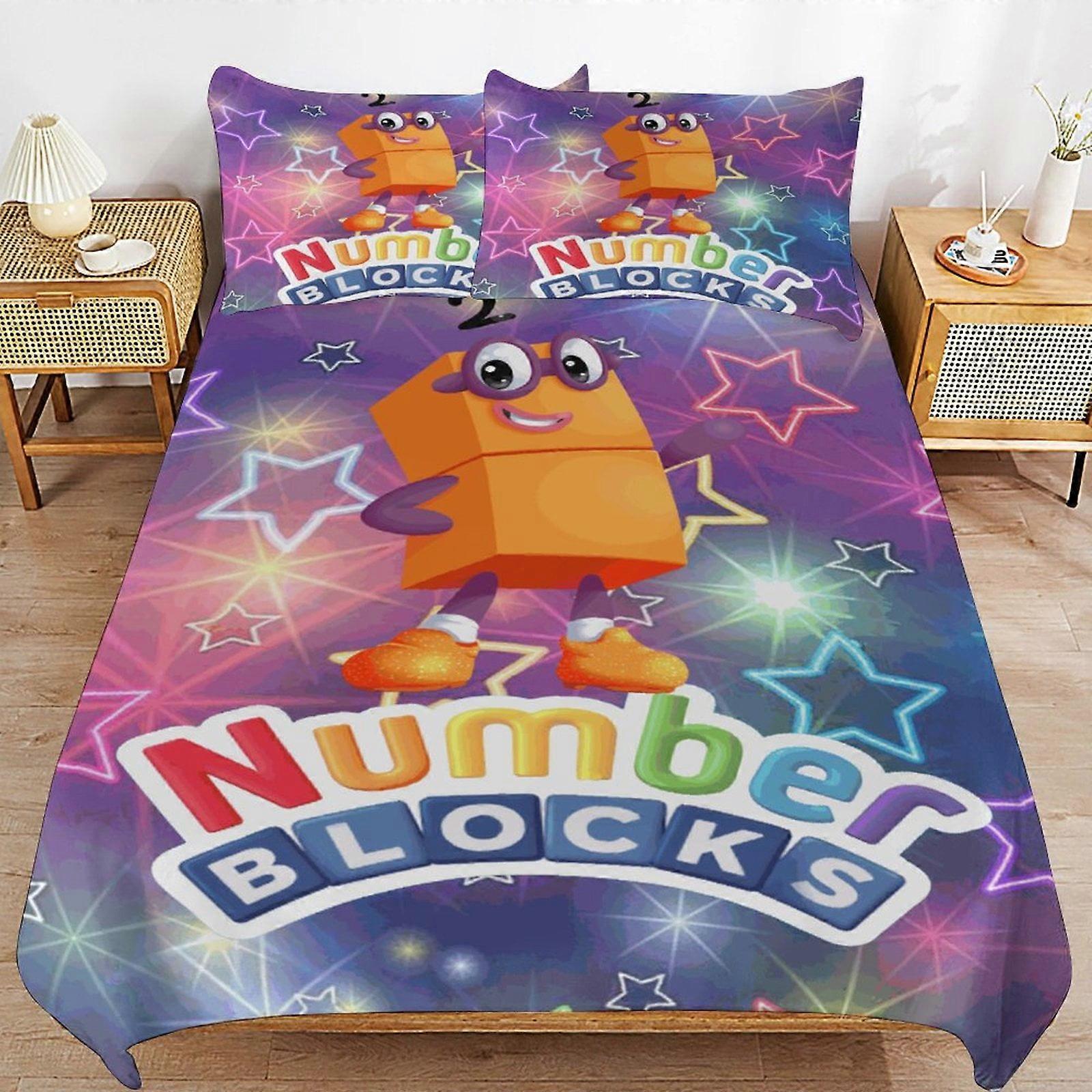 x156 Numberblocks Capa de Edredom de Cama Conjuntos de Cama de Microfibra Impressos em 3D Conjuntos de Edredom Leve de 3 Peças, 1 Capa de Edredom e 2 Fronhas para Crianças Menino