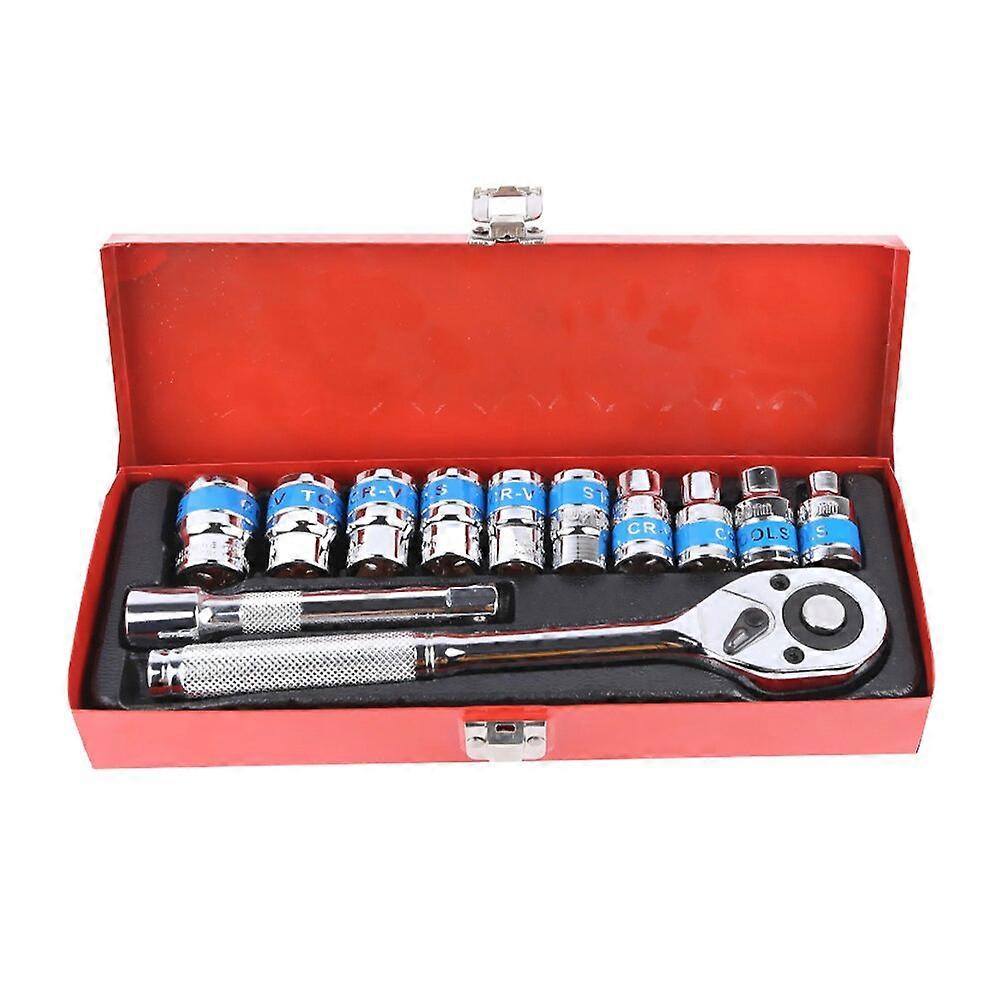 12pcs Hand Tool CR-V Replacement Car Repair Ratcheting Socket Wrench Set Storage Case Extension Bar Maintenance Heavy Duty Drive