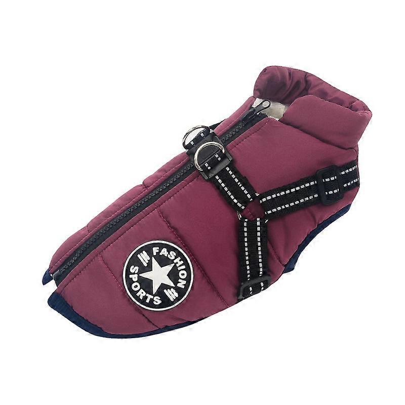 Warm Waterproof Jacket With Harness for Pet Dog Winter Comfy Cotton Apparel Padded Vest for Small Medium Dogs