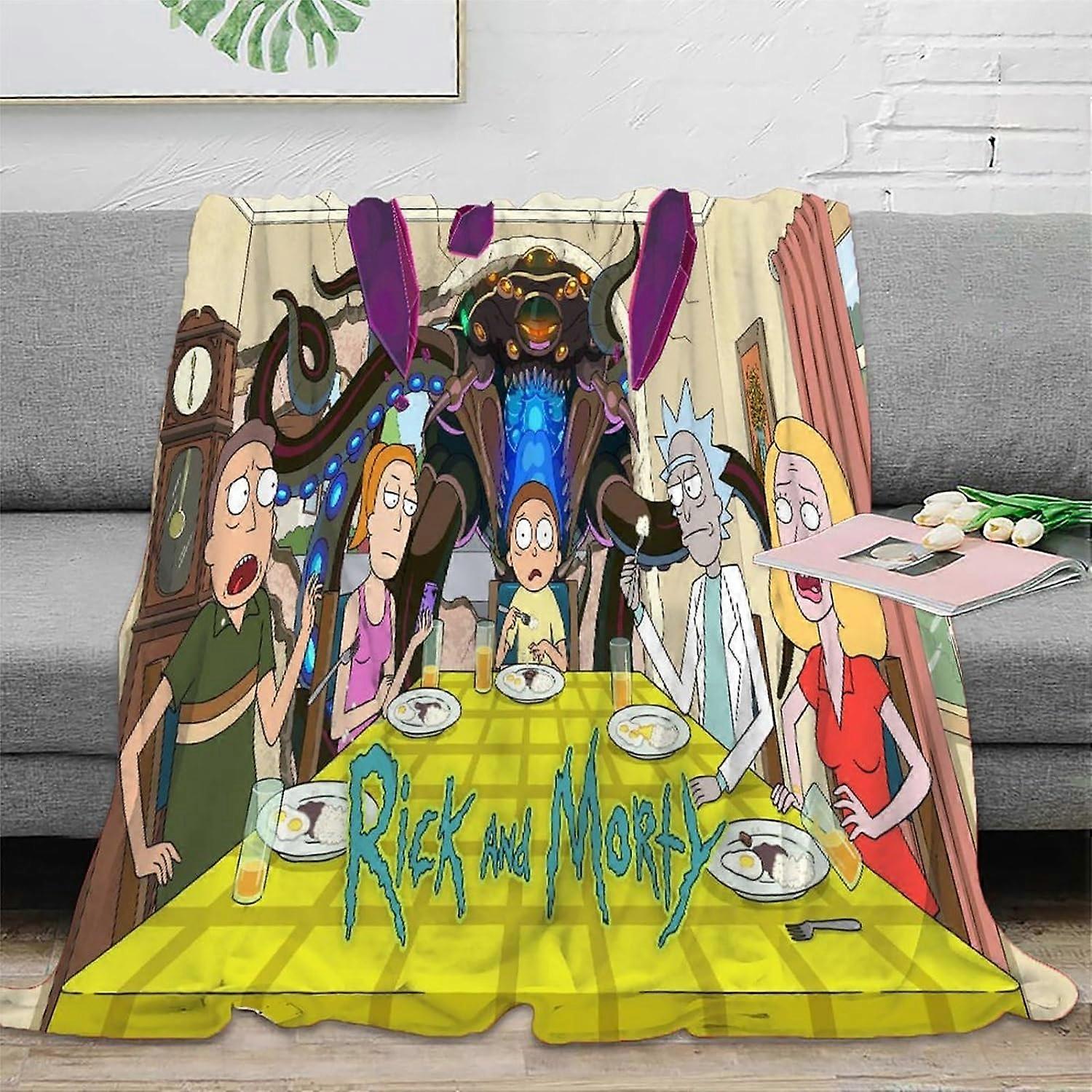 Cobertores de lã de flanela 3d Rick And Morty Impressão 3d Moda Popular Cobertores Cobertores macios, aconchegantes, quentes e fofos Outono/Inverno Cobertores quentes e grossos