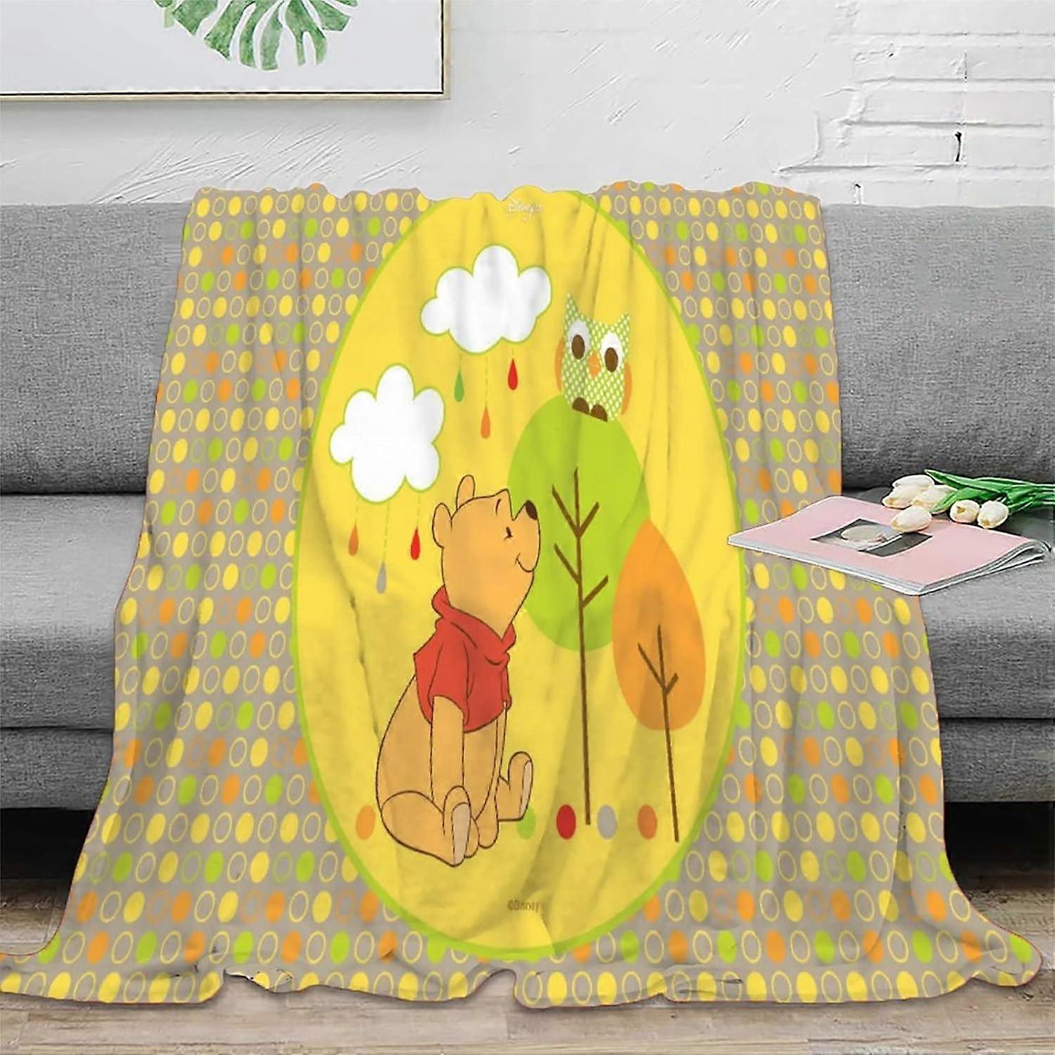 Fleece Blanket Winnie The Pooh Pattern Flannel Throws Soft Fluffy Flannel Bedroom Living Rooms Sofa Bed Plush Blanket Autumn & Winter Warm I-113