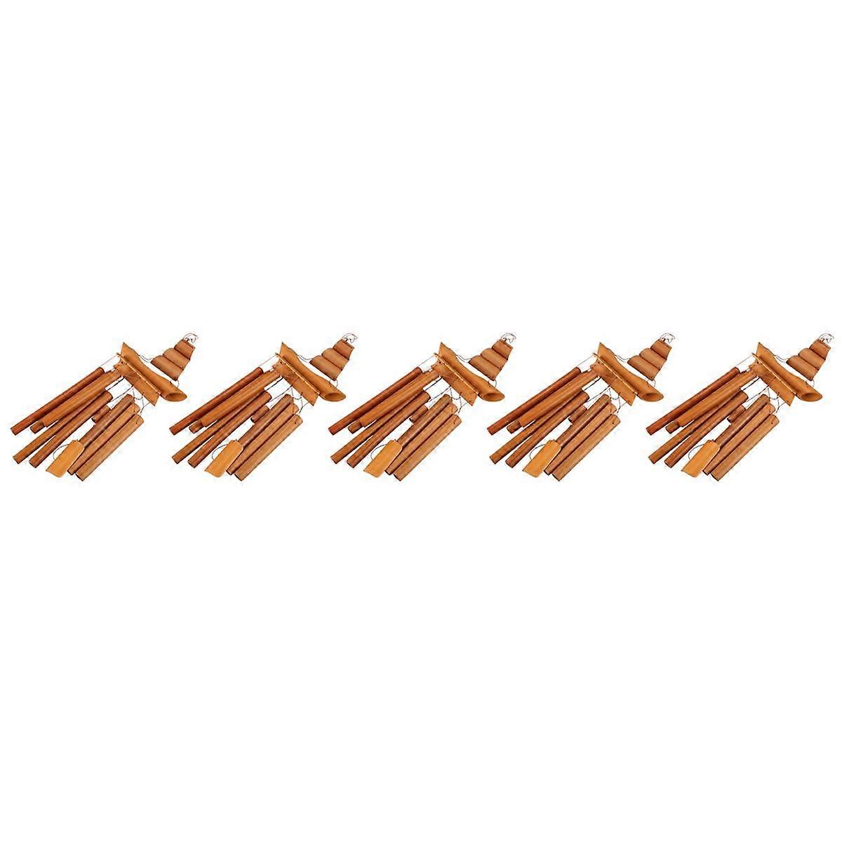 5X Bamboo Wind Chime Handmade Natural Ring Home Decor Wind Chime Hanging Ornament Outdoor Yard Wind