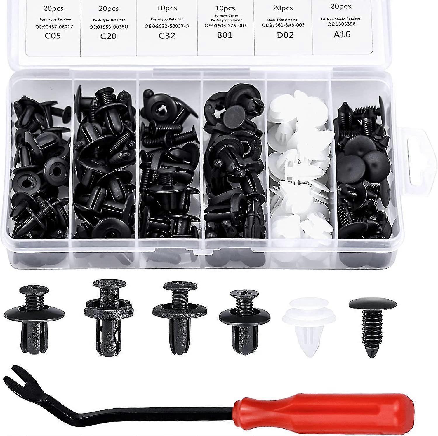 100 Pcs Nylon Bumper Fastener Rivet Clip