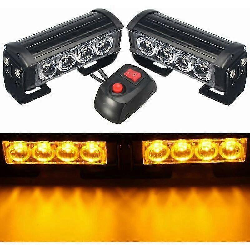 strobelys, 2 stk en til to LED nød strobe-varsellys nødblink varsellys 12v general motors lastebil tilhenger (gul)