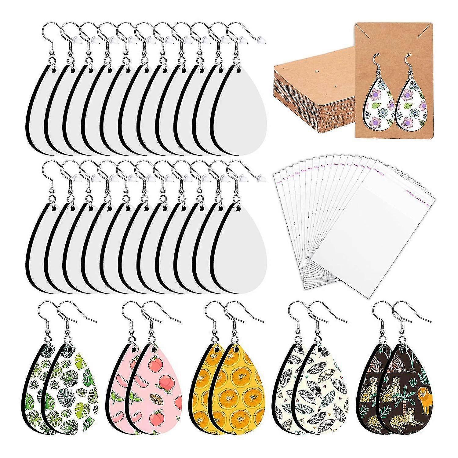 60 Sublimation Blank Products, Sublimation Blank Earrings With Earring Hooks Jumping Rings Earbuds