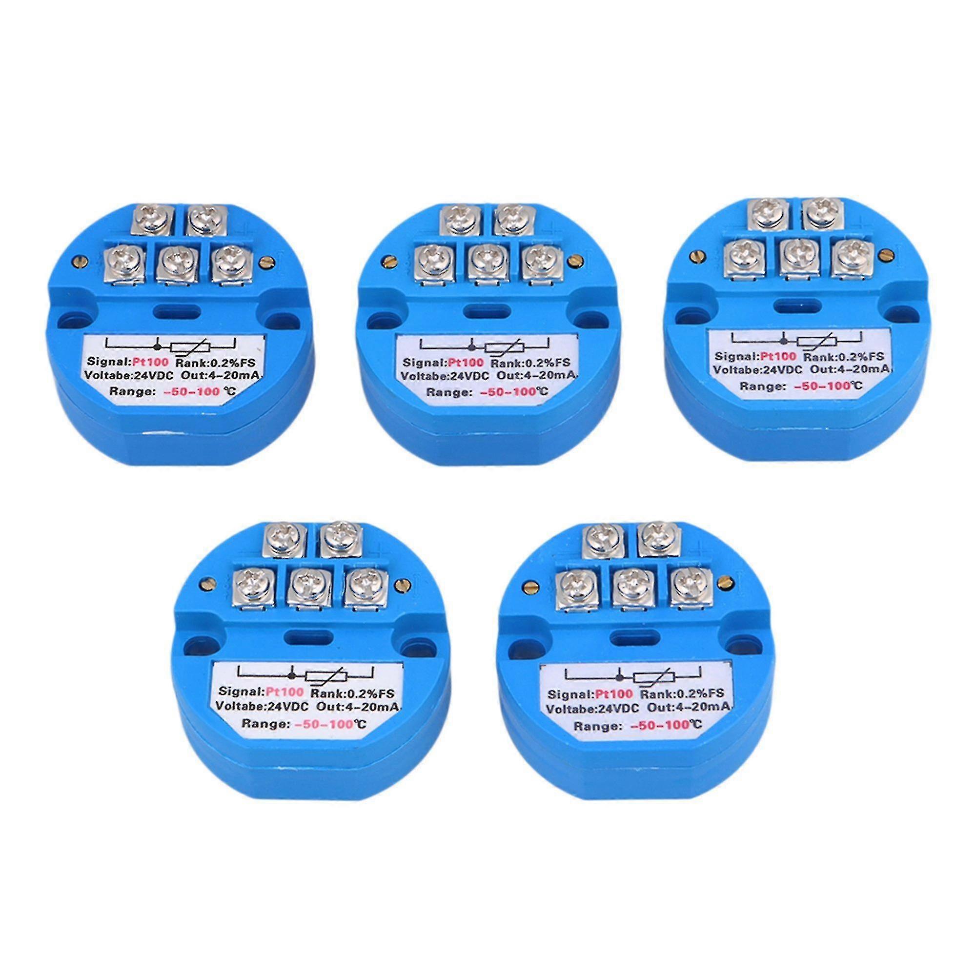 5xplastic -50~100??c Output Dc24v Pt100 Temperature Sensor Transmitter 4-20ma