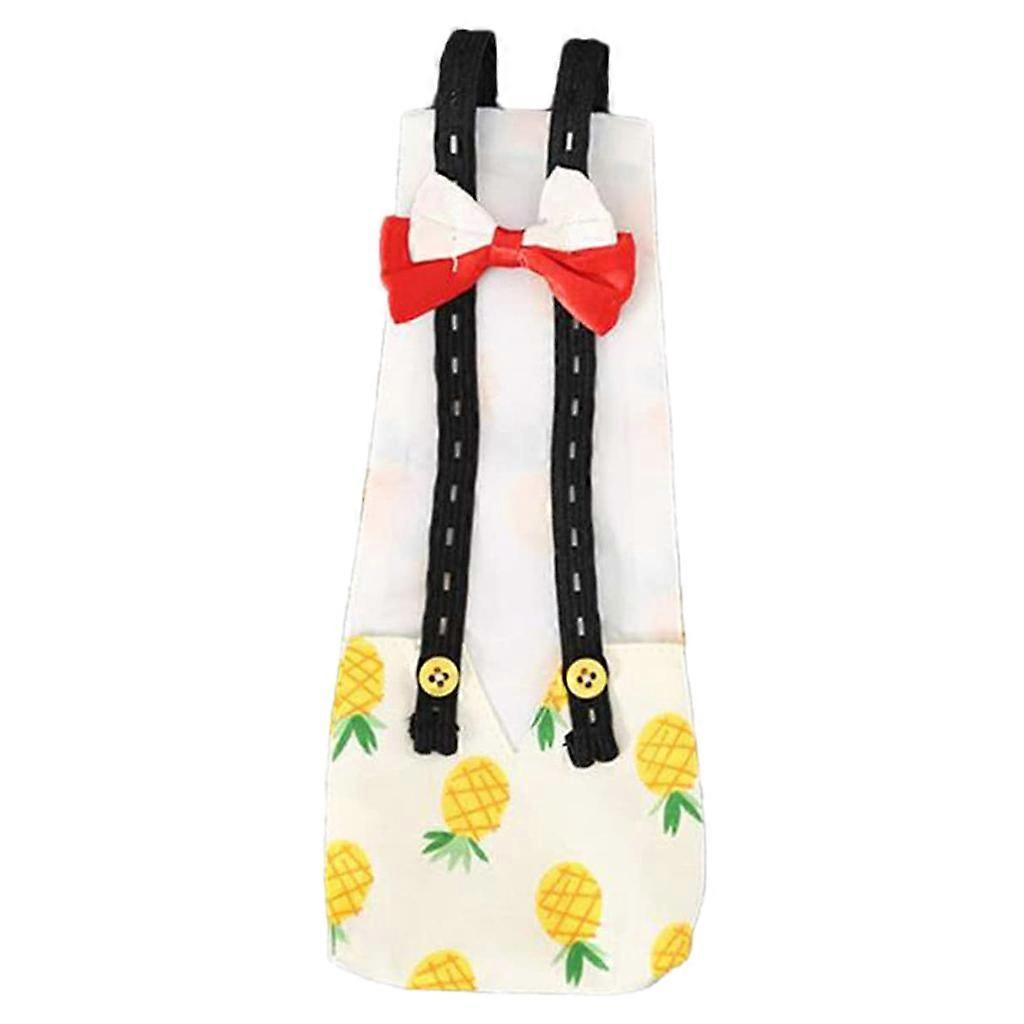 Banana Pineapple Print Duck Diaper Chicken Goose Adjustable Washable Reusable Diaper Nappy Clothes with Bow Tie for Pet Poultry Costume