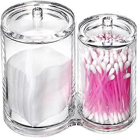 Clear Acrylic Cotton Swab Holder Preminm Quality Round Container Cotton Pad Q-tip Organize Case for Make Up Brush Clear Apothecary Jar Clear 15*13*6c
