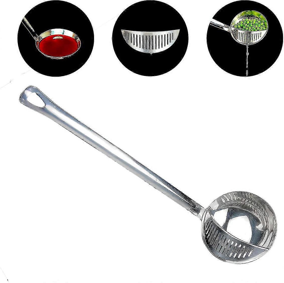 Kitchen Utensils Serving Ladle With Strainer Spoon. 12" Long Handle And Removable Strainer