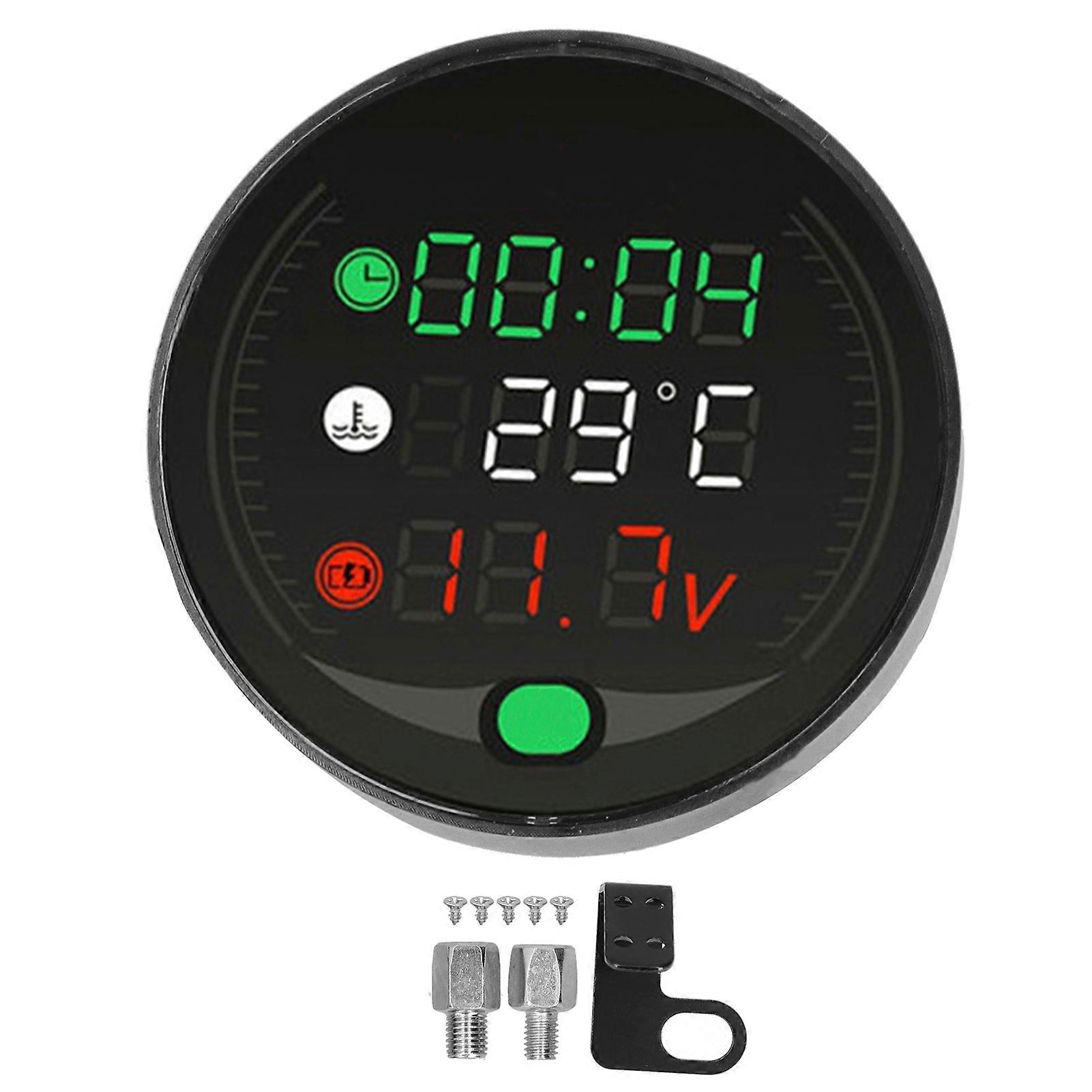 924V Universal LED Digital Display Motorrad Wasser Temperatur Meter USB Rechargable Zeit Voltmeter