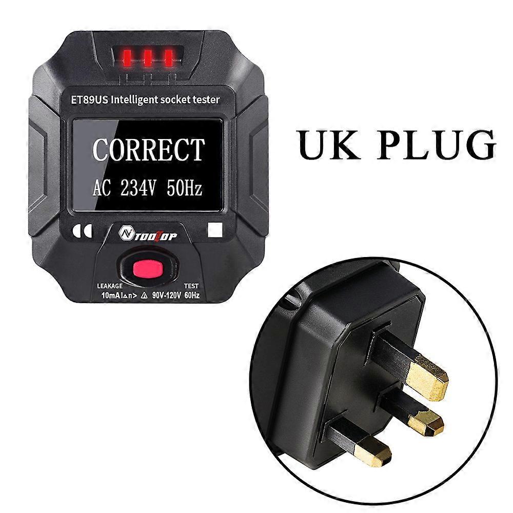 TOOLTOP ET89 Socket Detector Portable Digital Display Electric Socket Tester Voltage Frequency Wiring Tester RCD Test EU / US