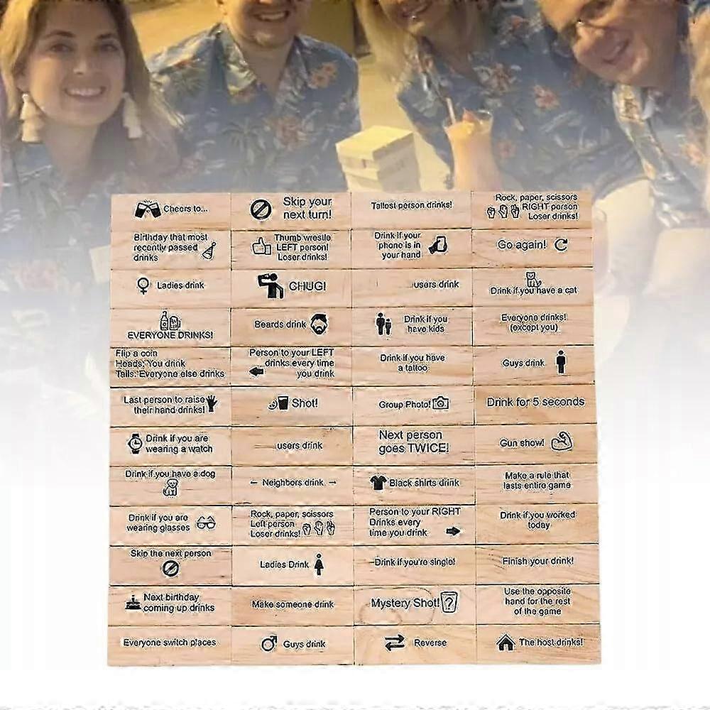 48 Pieces Questions Tumbling Tower Game, Tower Stacking Blocks Drinking Game