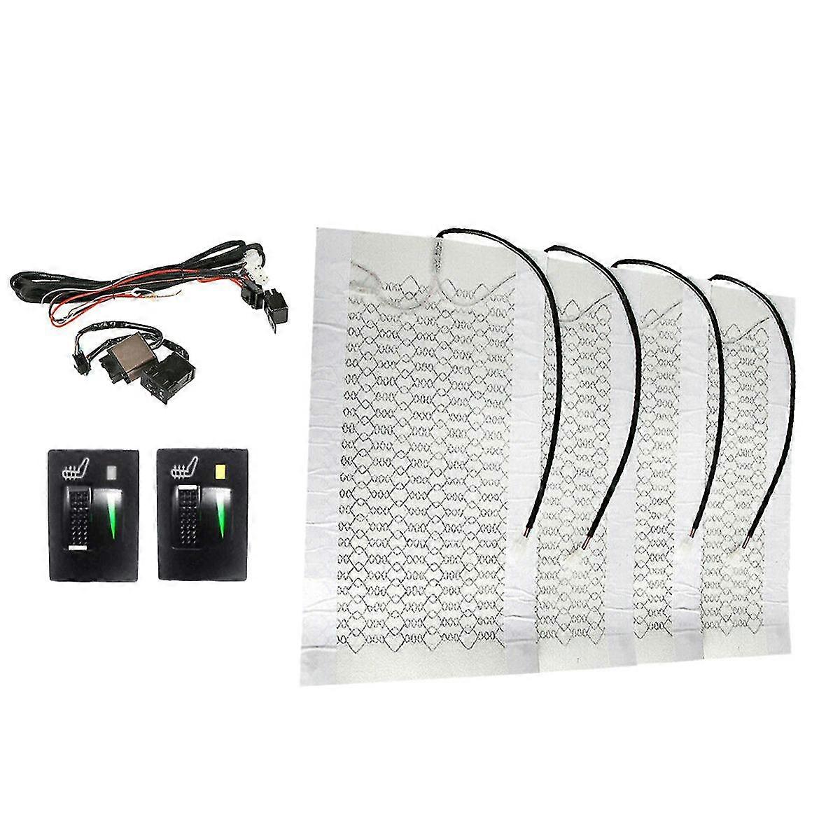 4PCS Car Heater 12V Heated Heating Pads with 2 Dial 5 Level Switch for Prado Corolla Yaris