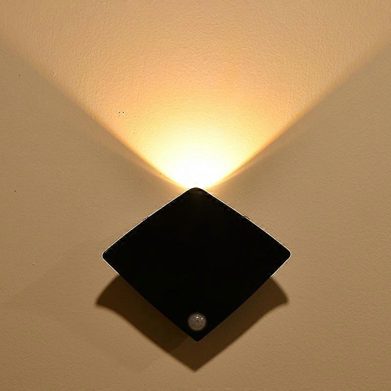 Batteriebetriebene LED-Wandleuchte, mit Bewegungssensor USB wiederaufladbares Nachtlicht warmweiß, 1200mAh Batterie, schwarz