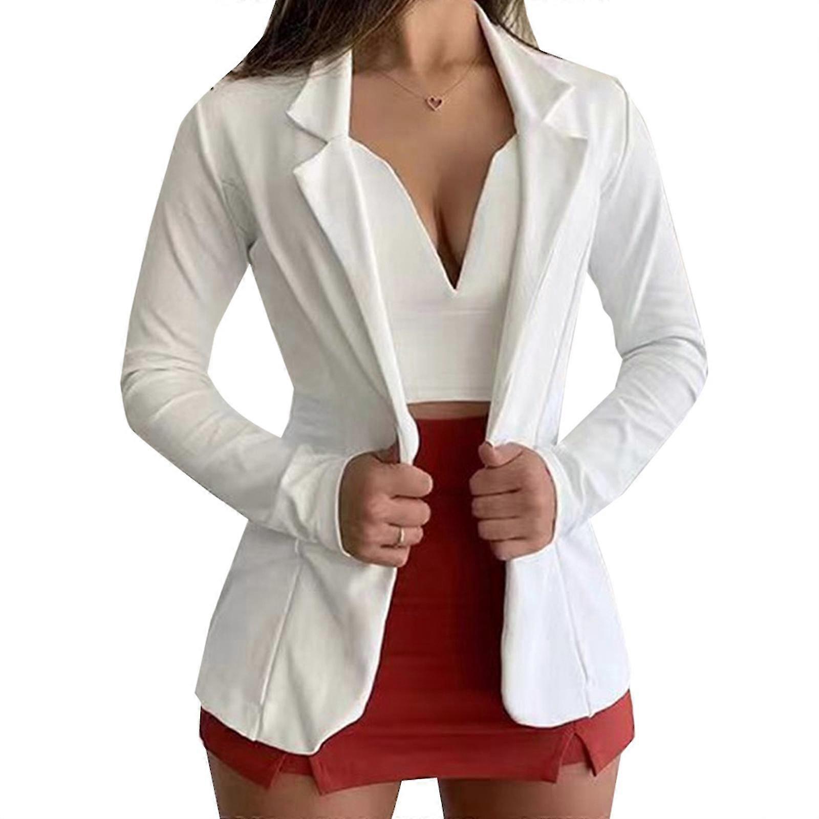 Lady Jackets Open Front Slim Blazer Office For Business Jacket