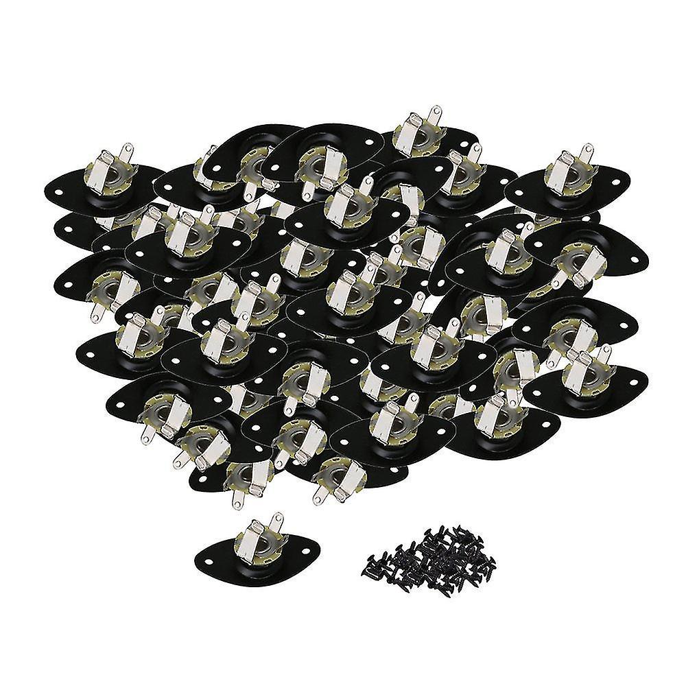 ギターフィッティングパーツ50pcsブラックメタルギター出力オーバルプレート、ギター用ジャックソケット付き