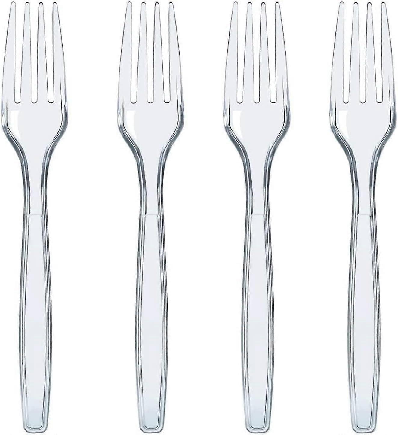 100 Pcs Plastic Forks Bulk 18cm Length Sturdy and Durable Utensils Nice Flatware (Clear)