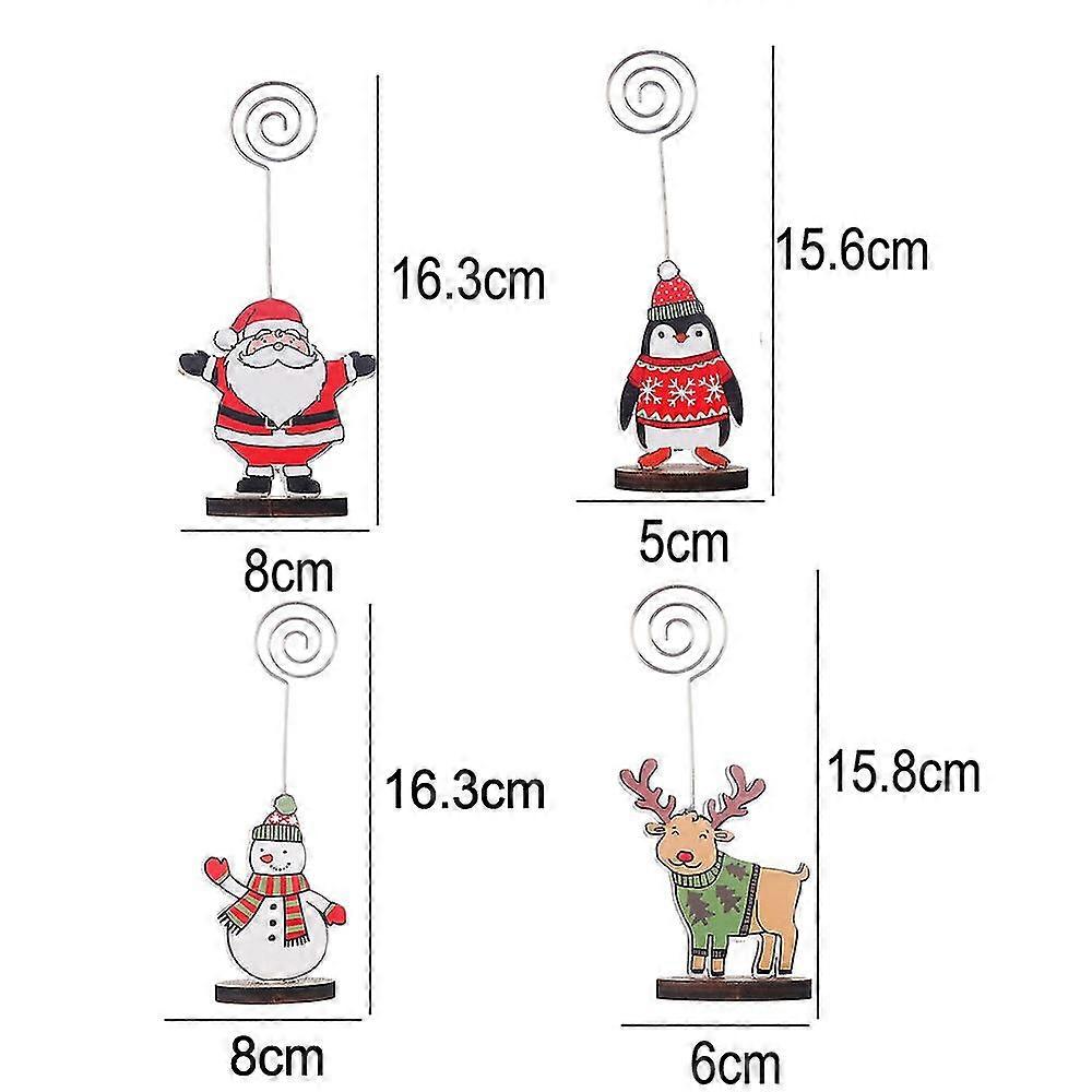 4 Pcs Cute Christmas Table Card Memo Holder Stand, Photo Clips Holder Desk Stand For Memo Paper Note