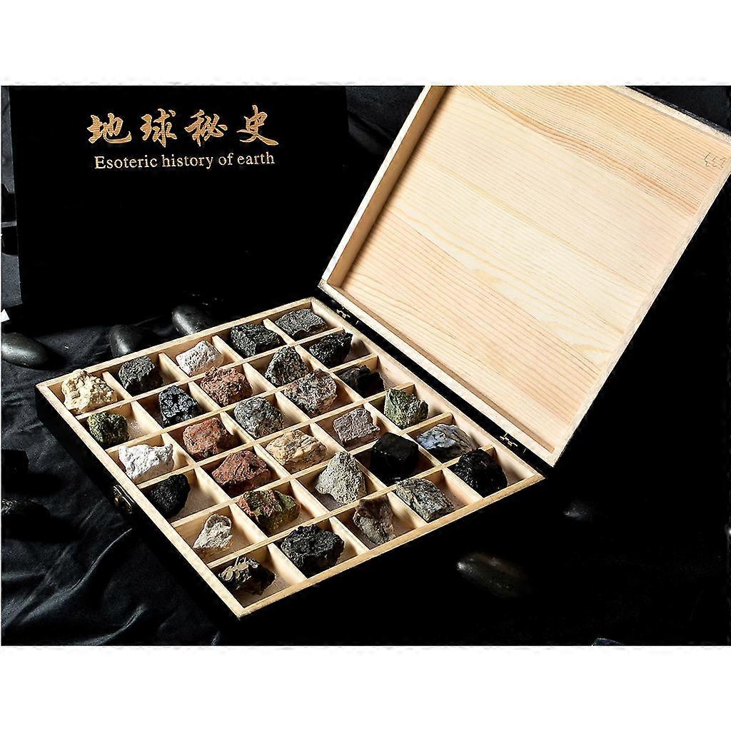 Rock & Mineral Collection - Igneous Rock Set Geology Specimens Earth Science Educational - Wooden Box Of 30 pieces Assorted Magmatic Rocks