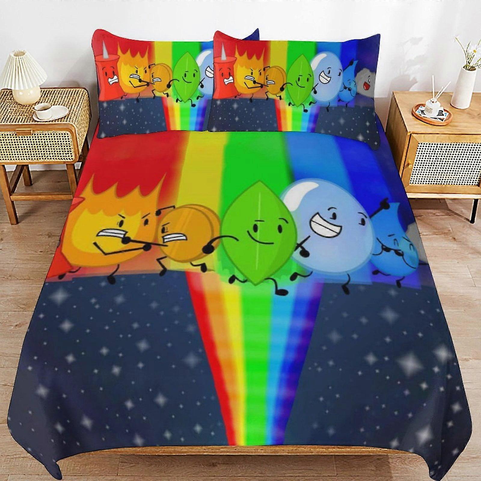 Sängkläder set SX621 Spel BFDI Battle For Dream Island Sängkläder Set Påslakan Bekväm och lätt tecknad sängkläder 3 delar AC621