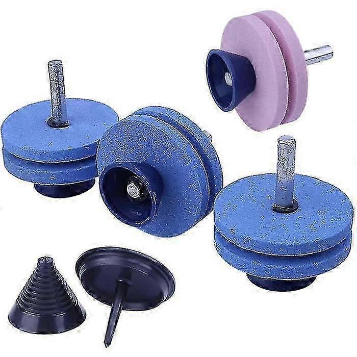 4pcs Double Layer Whetstone Lawn Mower Blade Sharpener Compatible With Drill With Blade Balancer Compatible With --szdf