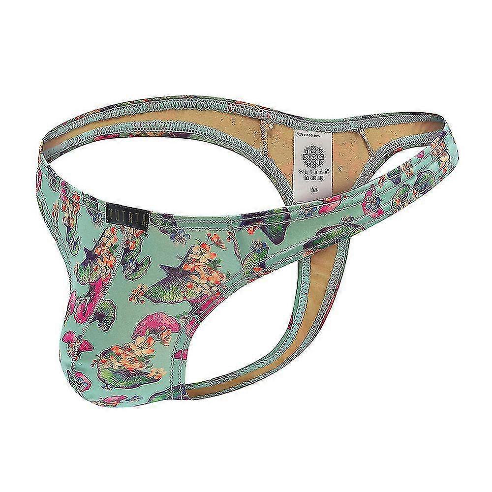 Män Blommiga stringtrosor G-string Underkläder T-back Kalsonger Trosor (ljusblå)