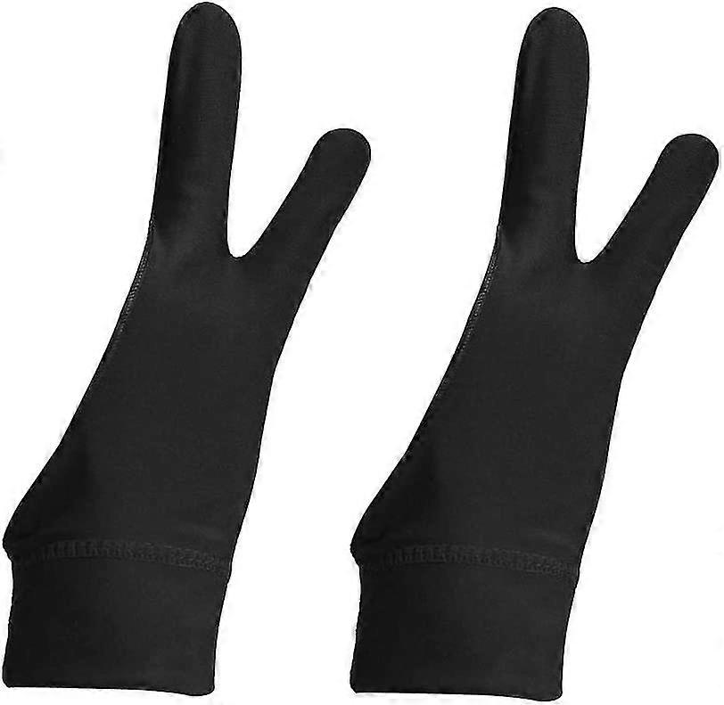 2pcs Black Two-finger Glove For Graphics Drawing Tablet Light Box Tracing Light Pad,artist Gloves For Graphics Tablet ,left Or Right Hand
