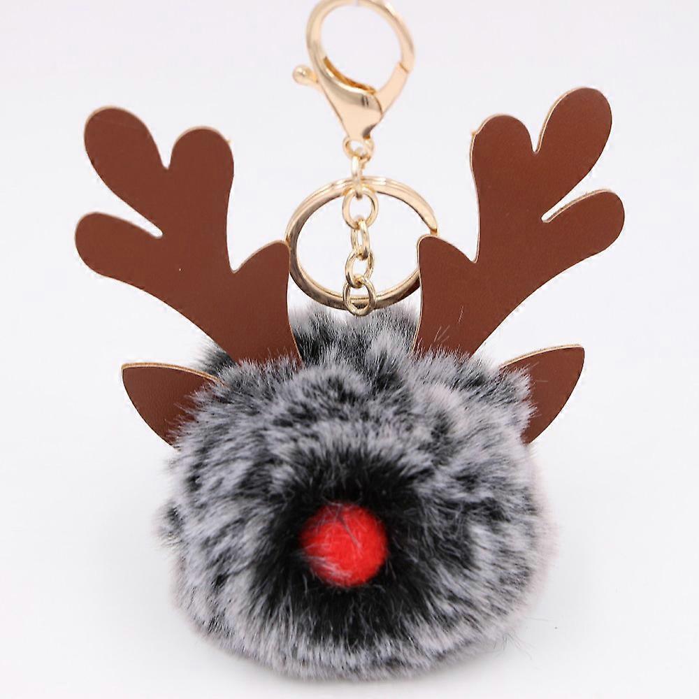Imitation Rabbit Fox Fur Keyring Christmas Elk Keychain