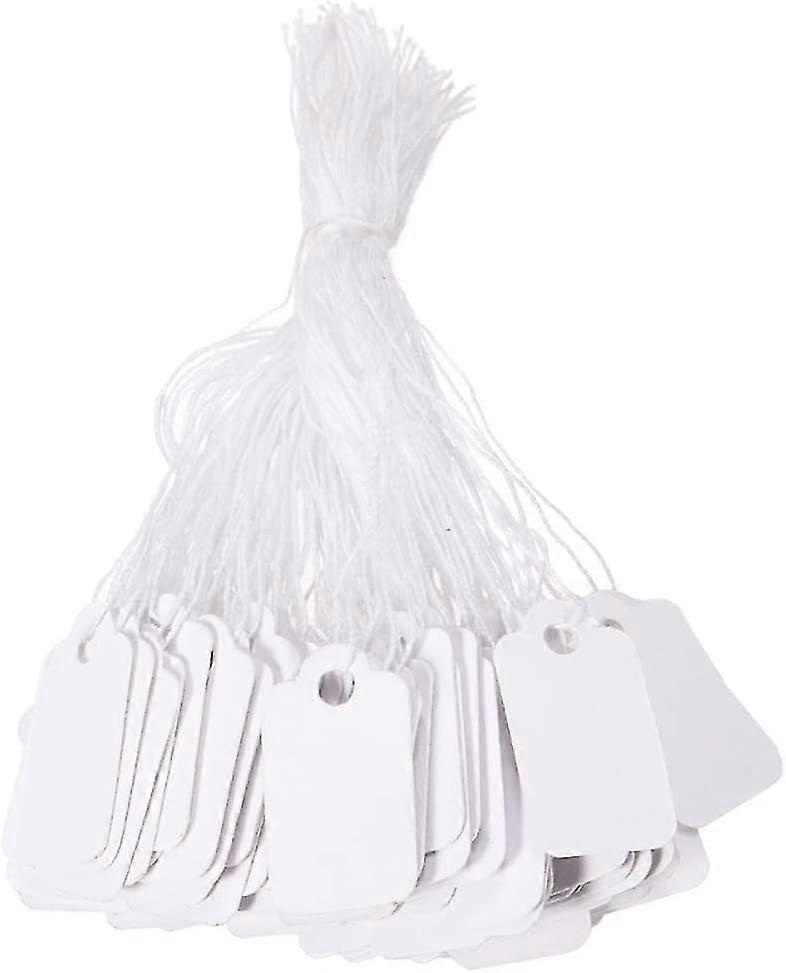 衣類、ジュエリー、リングのためのひも付き500パック白い値札 - 23 X 13ミリメートル