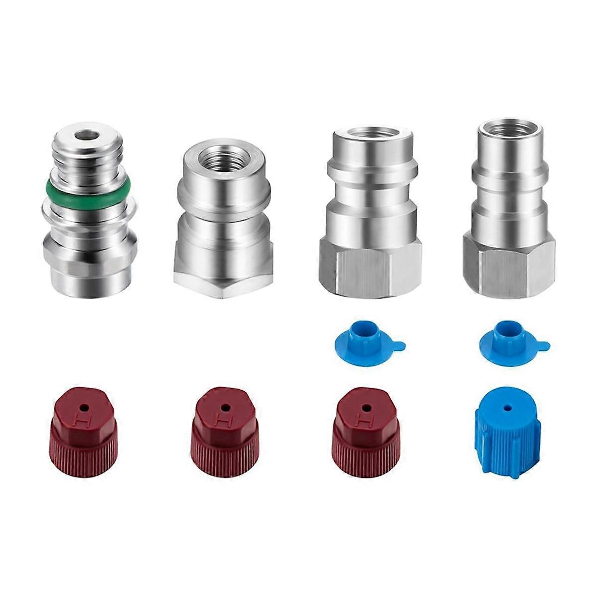 4pc VA-LH11 A/C R-12 to R-134a Retrofit Conversion Adapter Fitting for 1/4 SAE Thread Low High Side