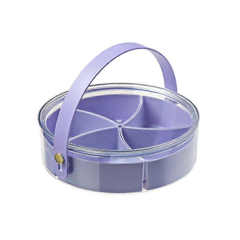 Divided Serving Tray with Lid and Handle, Snackle Box Charcuterie Container, Portable Snack Platters Organizer with 5 Individual Dishes, Food Storage 