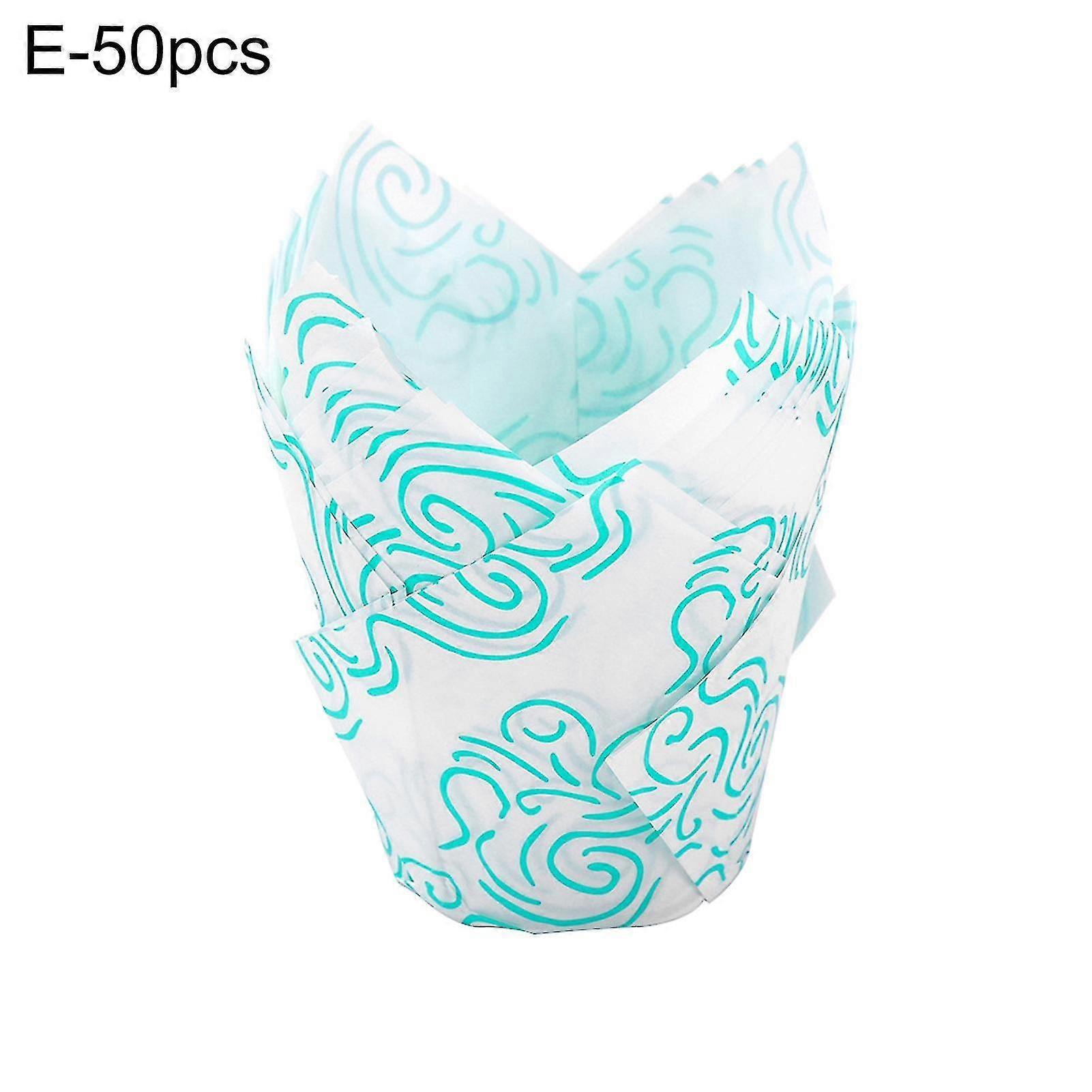 50buc Muffin Cupa Lalea floare Forma Diy ulei-dovada de hârtie de căldură de rezistență Cupcake Liner de coacere Asistent