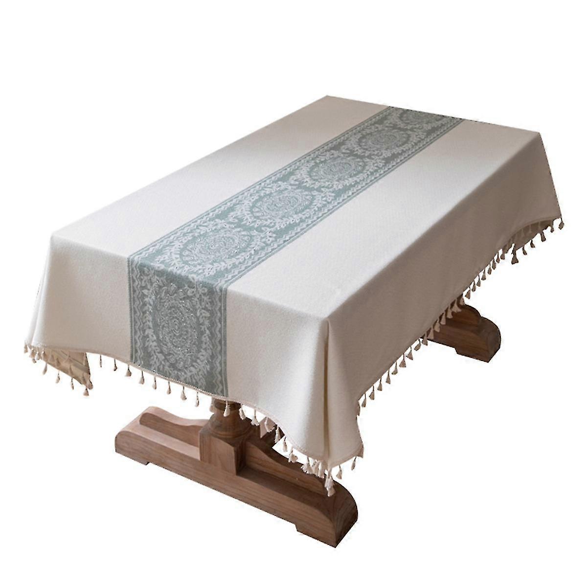 Modern Luxury Elegant Light Tablecloth Small Fresh Tablecloth Nordic Coffee Table Dust-proof Cloth Fringed Edge Outdoor Picnic Family Party Tablecloth