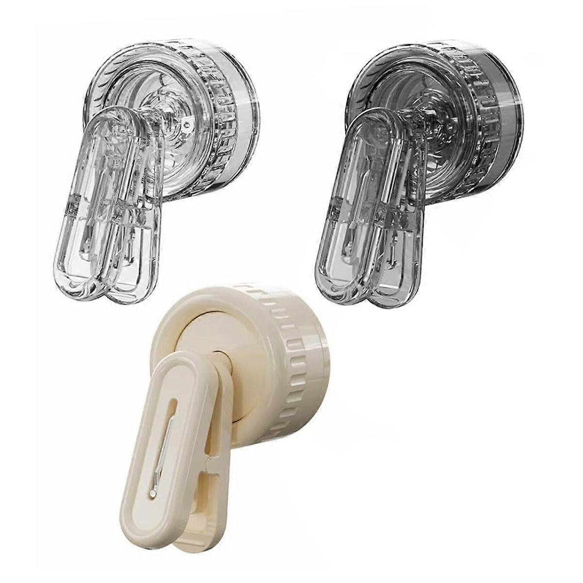 Rotating Suction Cup Storage Clips Hooks,3PCS Multiple Suction Cup Clamp for Hanging Home Office Accessories D