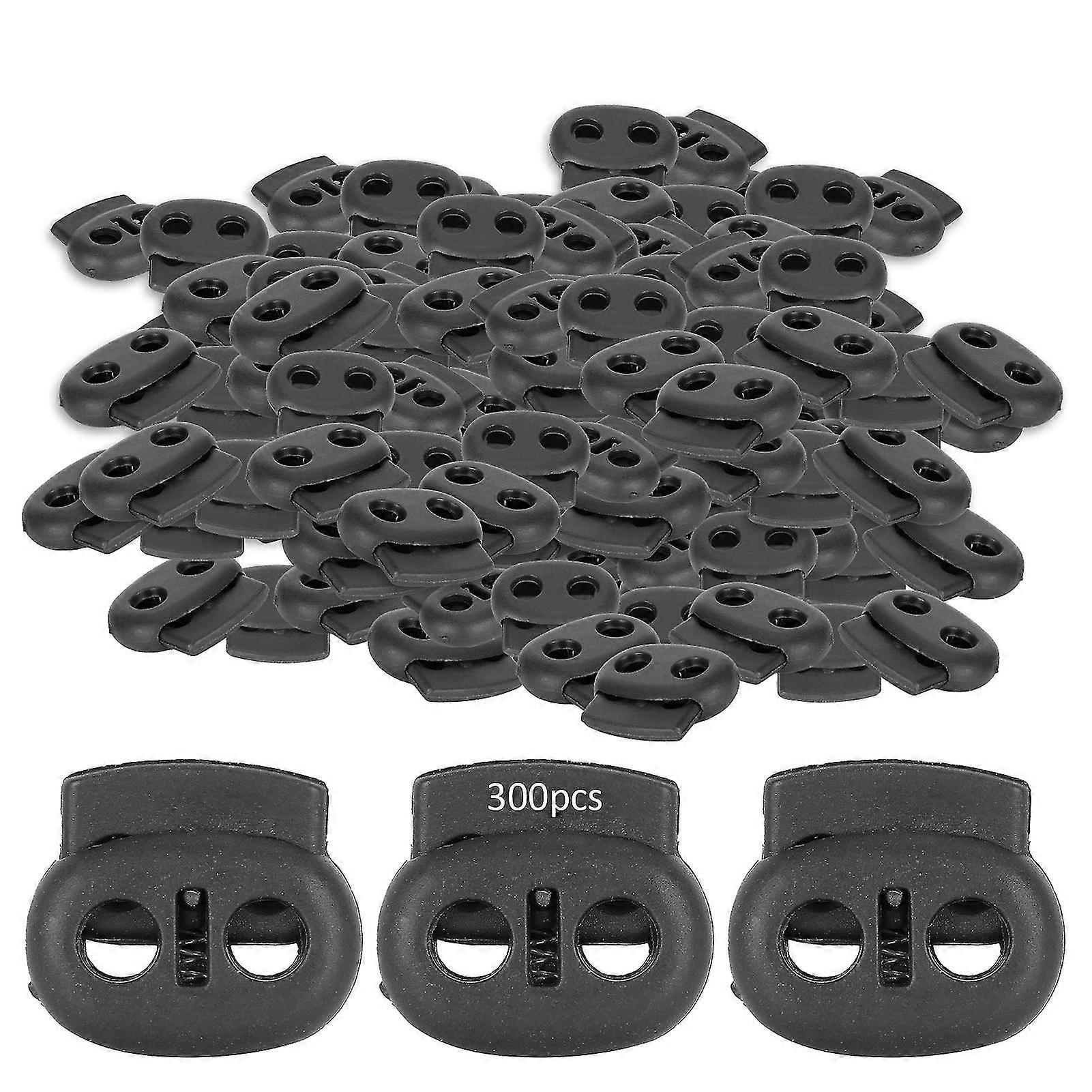 Double Hole Spring Cord Locks Fastener Nylon Buckle Stopper 300pcs Pig Nose Shape