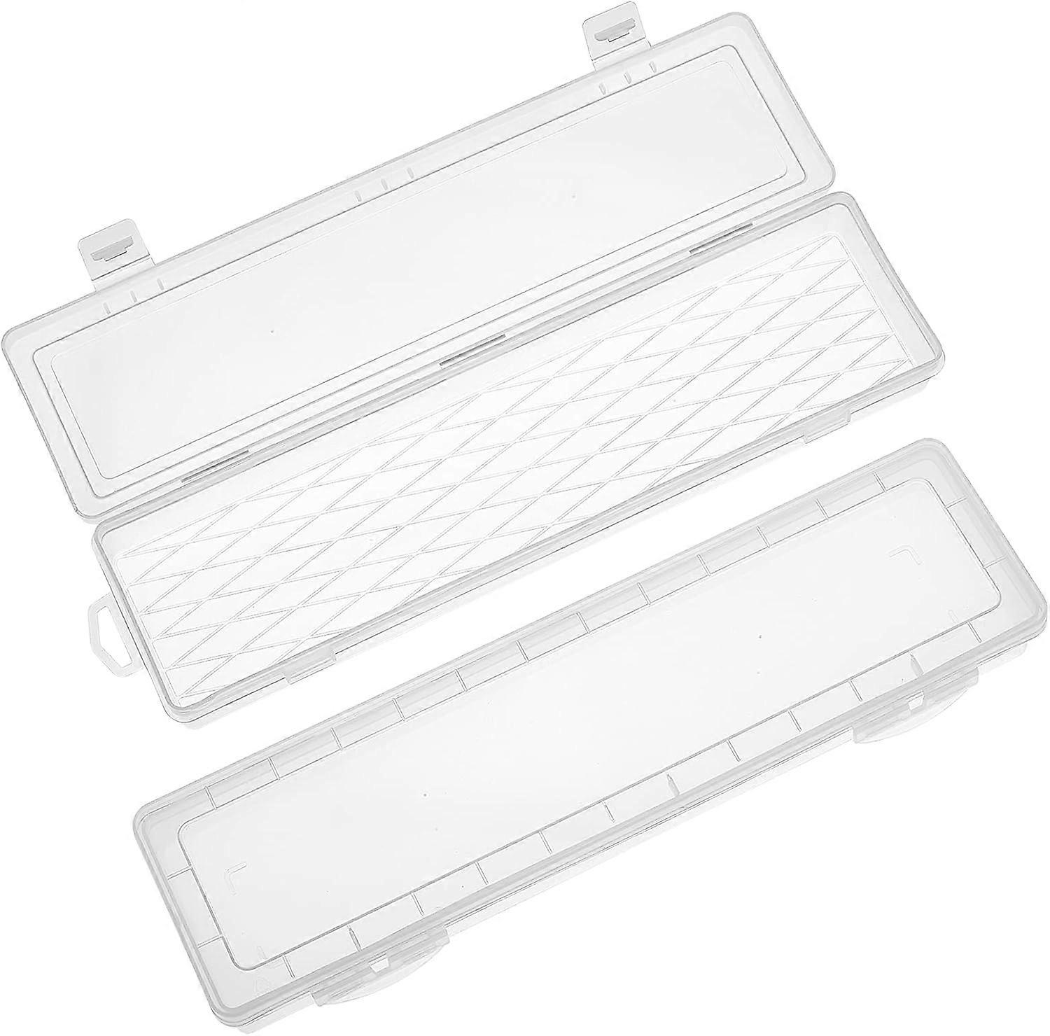Paint Brush Holder 2 Styles Plastic Paint Brushes Storage Box with Buckle Long Watercolor Pen Container Drawing Tools Container Case (13.5 x 3.7 x 1.5