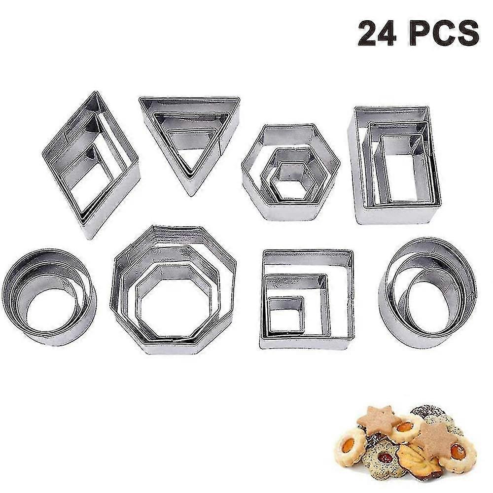 Mini Geometric Shaped Cookie Biscuit Cutter Set 24 Heart Triangle Round