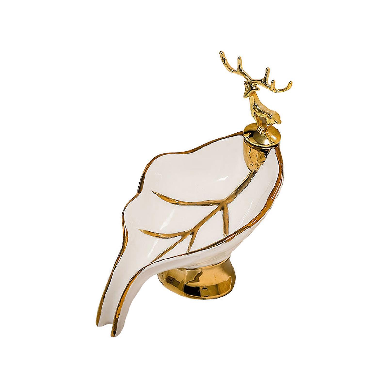 Leaf-Shaped Soap Dish,Self Draining Ceramic Soap Holder For Bathroom Decor