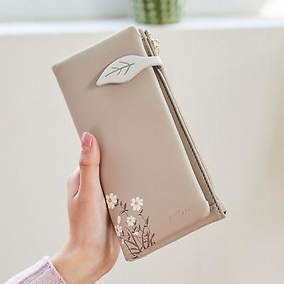 New Leaf Lady Japan And South Korea Printing Zipper Long Large Capacity Folding Bag