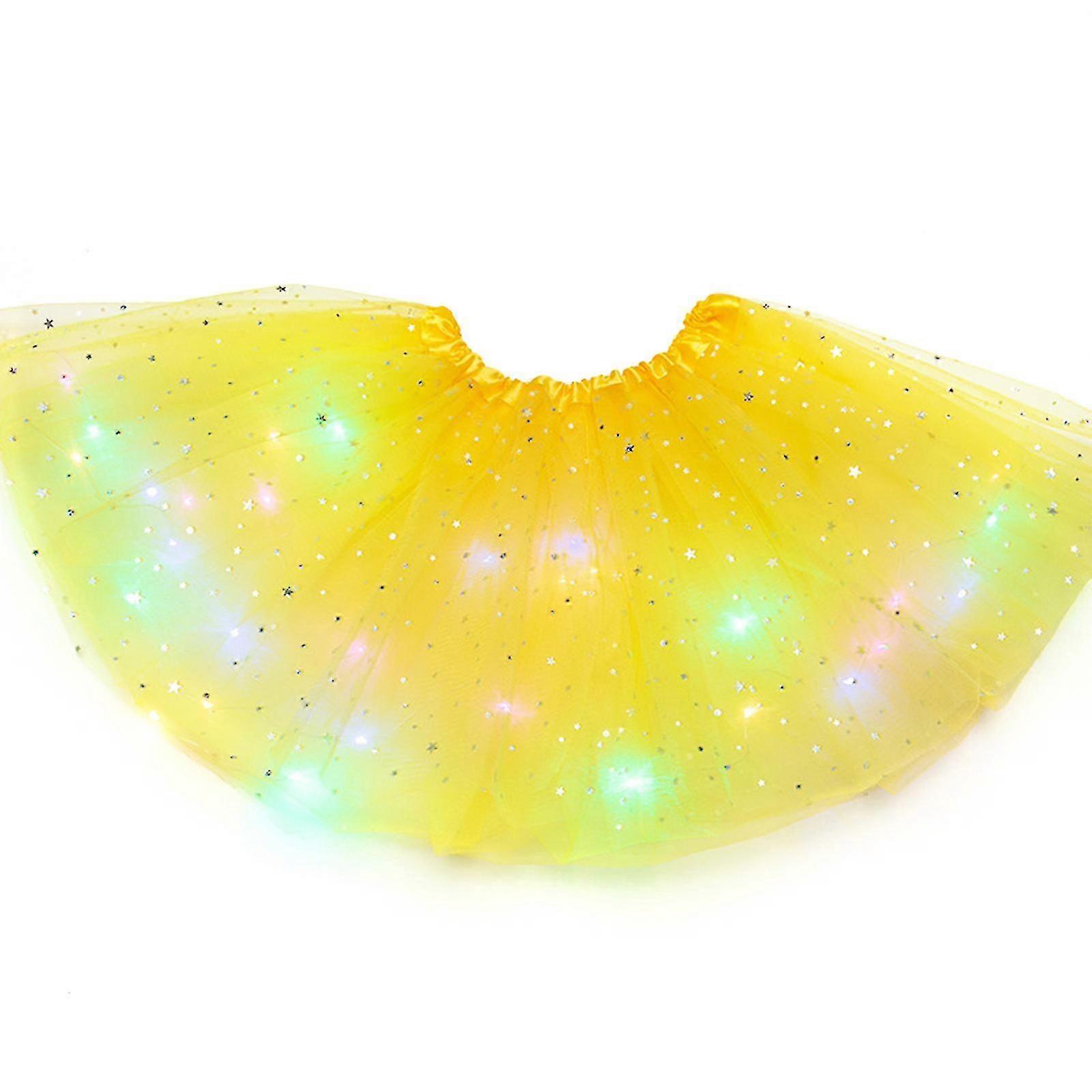Sequins Children's Led Girl Tutu Skirts Fancy Party Ballet Dress Stretchy Waist Band Design Grenadine With Lights Zh52