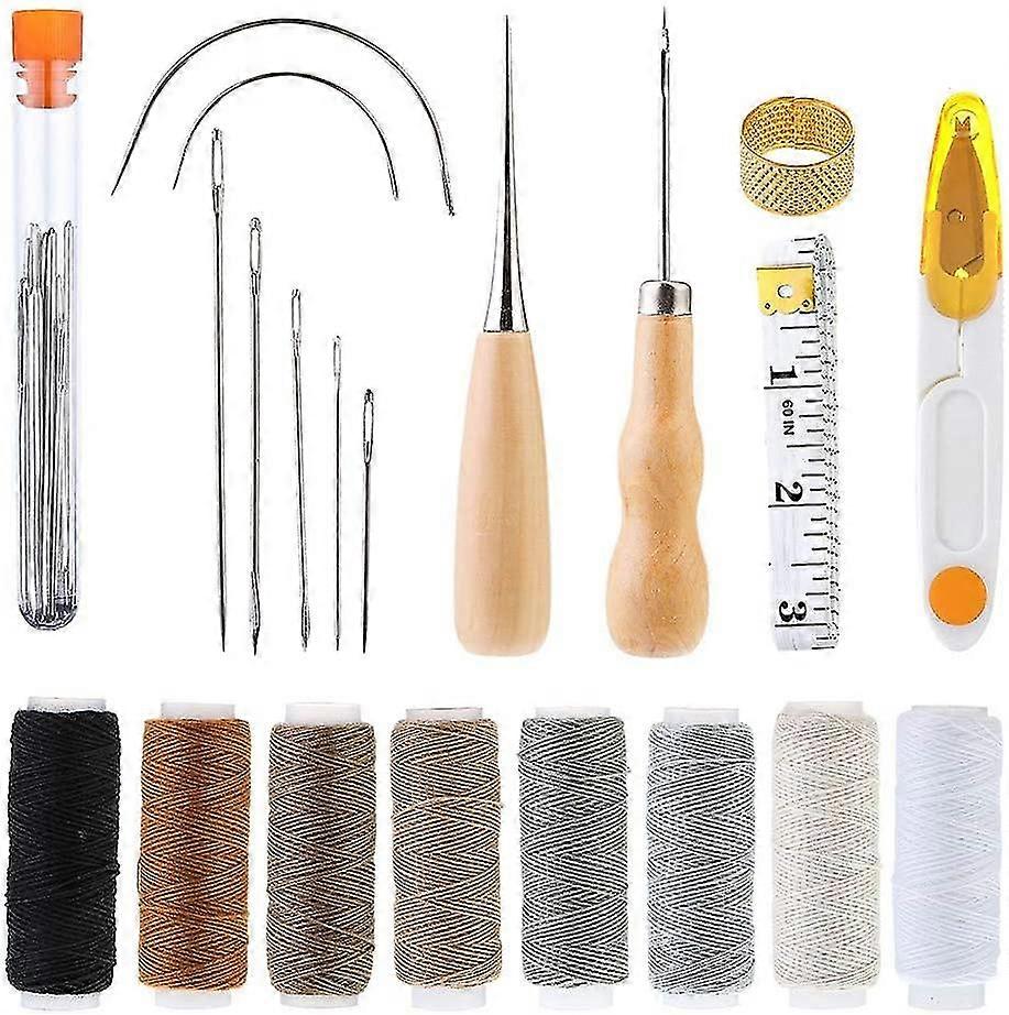 29 Pcs Upholstery Repair Kit, Leather Craft Tools Set Include Wax Threadtape