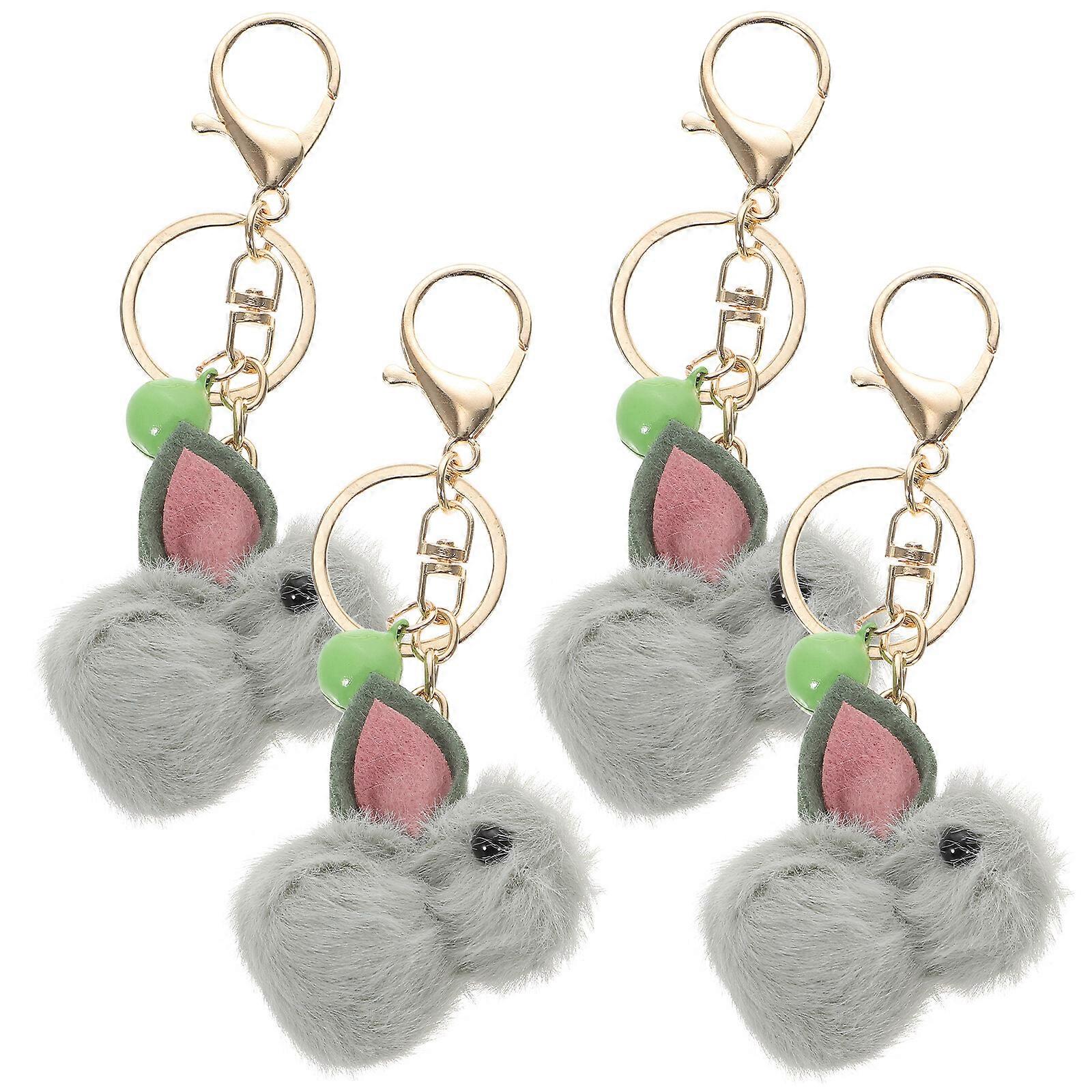 4pcs Rabbit Keychain Rabbit Key Chain Pendant Plush Rabbit Bag Hanging Decor